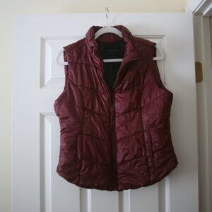 Aeropostale Women's Puffer Vest Jacket, Size L, Burgundy